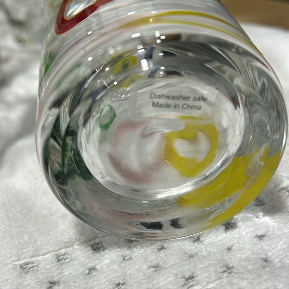 Set of 4 - Circle designed Multicolored on Clear Glass Cups - Picture 8 of 8